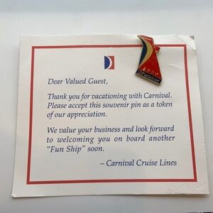 VTG Carnival Cruise Lines Carnival Paradise Collectible Lapel Pin and Card 2000